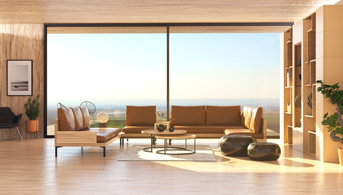 Living Room With Big Glass Windows